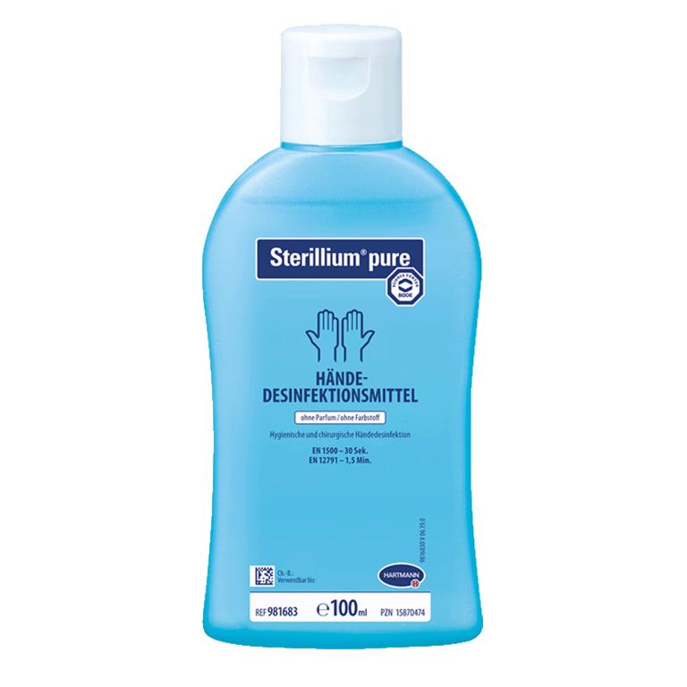 Image Sterillium® pure Händedesinfektion farbstoff- und parfümfrei, begrenzt viruzid PLUS |  100 ml geeignet für Asthmatiker und Atopiker, HACCP-lebensmittelkonform +++ DESINFEKTIONSMITTEL VORSICHTIG VERWENDEN. VOR GEBRAUCH STETS ETIKETT UND PRODUKTINFORMATIONEN LESEN +++