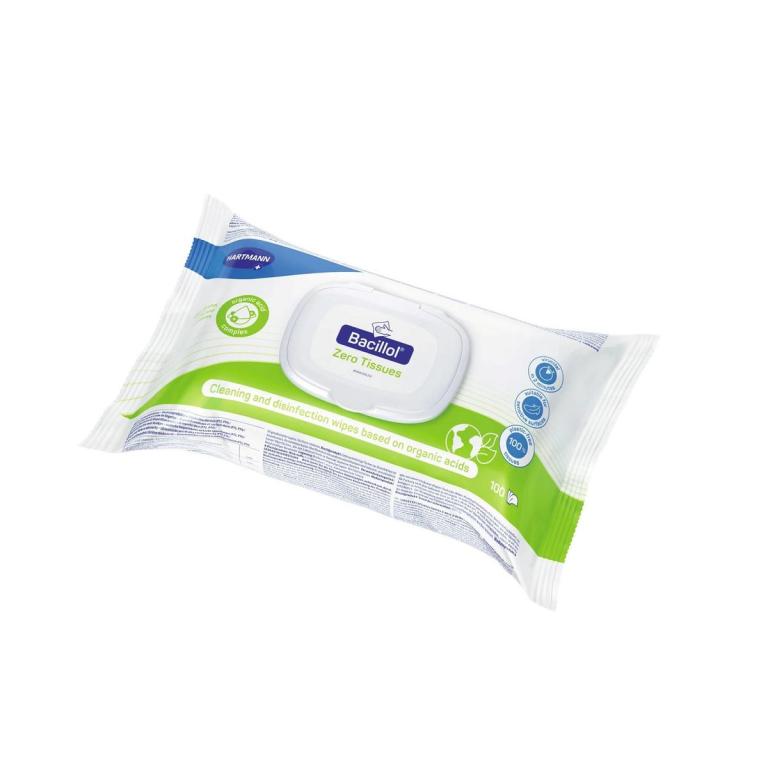 Image Bacillol Zero Tissues Flow Pack | 100 Tücher nichtalkoholische Schnelldesinfekionstücher für medizinischen Geräte und Inventar