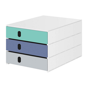 Image styro Schubladenbox styroval pro feelings Sea Shore  weiß, blau, grau 14-8050.Au, DIN C4 mit 3 Schubladen