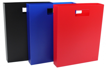 Image Heftbox / Schulheftbox / Pop-Up-Box / Organizer aus PP-Folie mit Automatikboden und Griffen an beiden Seiten, Farbe: Perlfarben farblich sortiert - 3 Stück