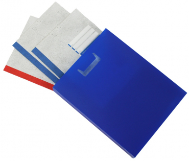 Image Heftbox / Schulheftbox / Pop-Up-Box / Organizer aus PP-Folie mit Automatikboden und Griffen an beiden Seiten, Farbe: Perlfarbe blau - 1 Stück