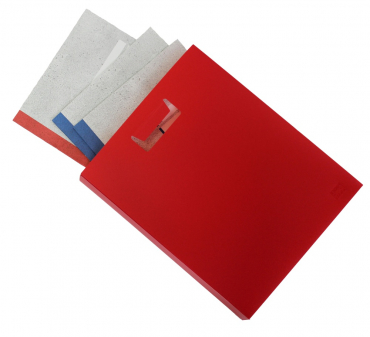 Image Heftbox / Schulheftbox / Pop-Up-Box / Organizer aus PP-Folie mit Automatikboden und Griffen an beiden Seiten, Farbe: Perlfarbe rot - 1 Stück