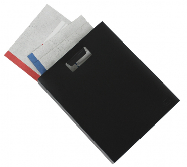 Image Heftbox / Schulheftbox / Pop-Up-Box / Organizer aus PP-Folie mit Automatikboden und Griffen an beiden Seiten, Farbe: Perlfarbe schwarz- 1 Stück