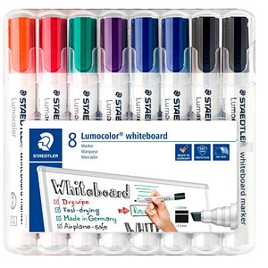 Image STAEDTLER 8 STAEDTLER 351 B WP8X Whiteboard-Marker farbsortiert 2,0 - 5,0 mm; 1