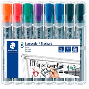 Image STAEDTLER 8 STAEDTLER 356 WP8 X Flipchart-Marker farbsortiert 2,0 mm; 1 Pack = 