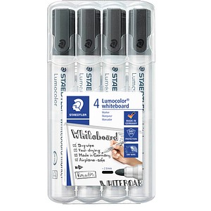 Image STAEDTLER 4 STAEDTLER 351WP4-9X Whiteboard-Marker schwarz 2,0 mm; 1 Pack = 4 St.