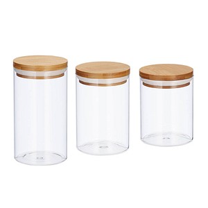 Image relaxdays Vorratsdosen-Set 13,0/15,0/18,0 cm hoch transparent 0,5/0,7/1,0 l