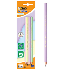 Image BIC EVOLUTION PASTEL Bleistifte HB rosa, lila, grün, gelb, 5 St.