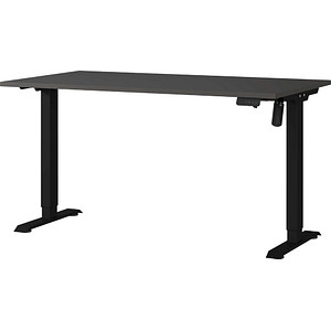 Image GERMANIA Boras höhenverstellbarer Schreibtisch grafit rechteckig, C-Fuß-Gestell schwarz 140,0 x 80,0 cm