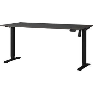Image GERMANIA Boras höhenverstellbarer Schreibtisch grafit rechteckig, C-Fuß-Gestell schwarz 160,0 x 80,0 cm