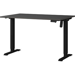 Image GERMANIA Boras höhenverstellbarer Schreibtisch grafit rechteckig, C-Fuß-Gestell schwarz 120,0 x 80,0 cm
