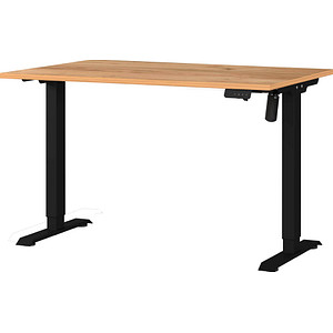 Image GERMANIA Boras höhenverstellbarer Schreibtisch navarra-eiche rechteckig, C-Fuß-Gestell schwarz 120,0 x 80,0 cm