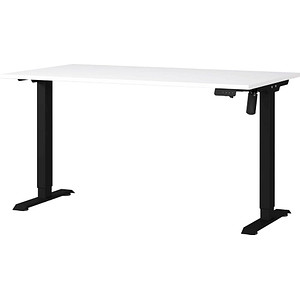 Image GERMANIA Boras höhenverstellbarer Schreibtisch weiß rechteckig, C-Fuß-Gestell schwarz 140,0 x 80,0 cm