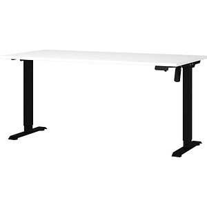 Image GERMANIA Boras höhenverstellbarer Schreibtisch weiß rechteckig, C-Fuß-Gestell schwarz 160,0 x 80,0 cm