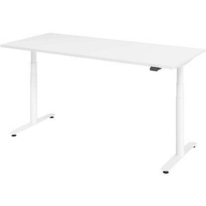 Image HAMMERBACHER VXDLR19 elektrisch höhenverstellbarer Schreibtisch weiß rechteckig, T-Fuß-Gestell weiß 180,0 x 80,0 cm