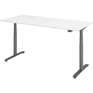 Image HAMMERBACHER VXDLR19 elektrisch höhenverstellbarer Schreibtisch weiß rechteckig, T-Fuß-Gestell grau 180,0 x 80,0 cm