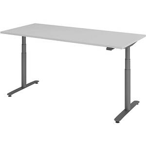 Image HAMMERBACHER VXDLR19 elektrisch höhenverstellbarer Schreibtisch lichtgrau rechteckig, T-Fuß-Gestell grau 180,0 x 80,0 cm
