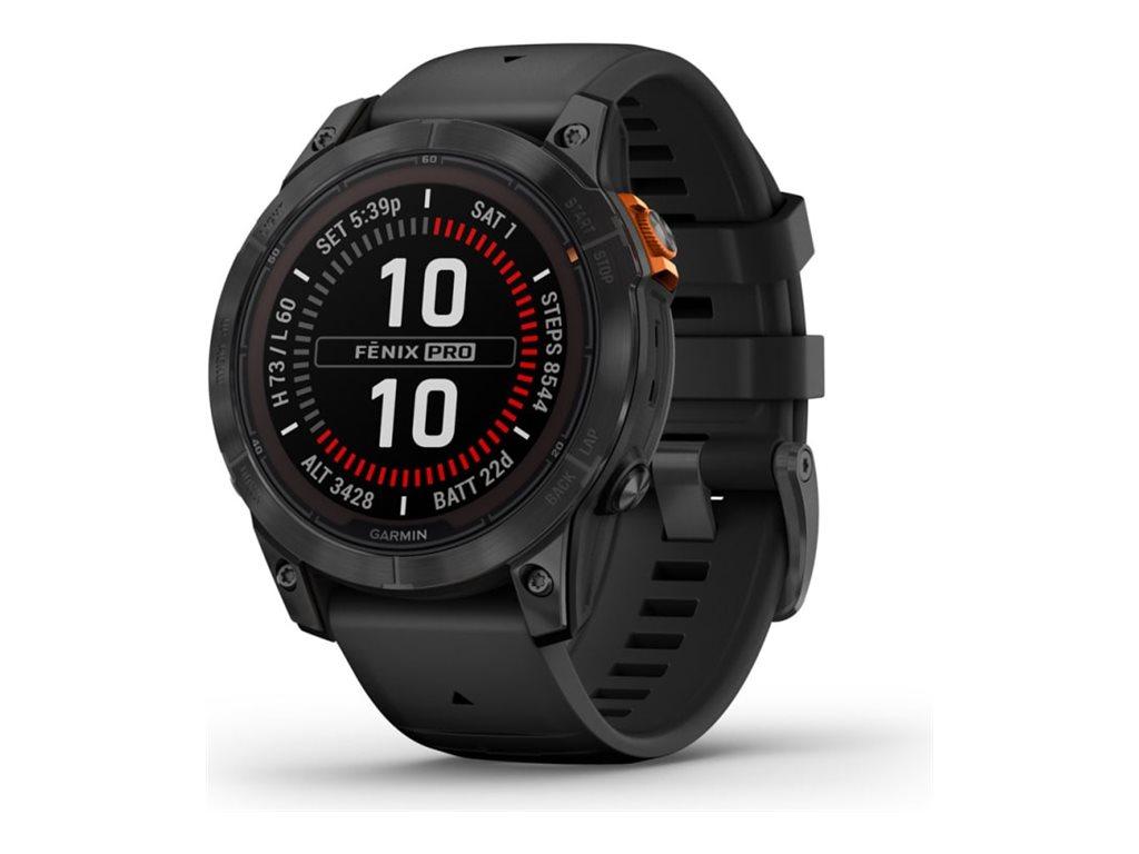 Image GARMIN fenix7 Pro Solar - GPS-Smartwatch (125 - 208 mm, Silikon, Schwarz/Schief