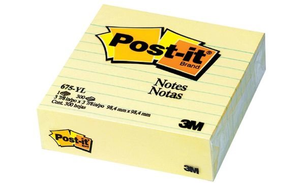 Image 3M Post-It Notes - 10,20cm (4") x 10,20cm (4") - Canary Yellow - Lined - 300 Sh