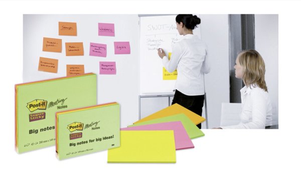 Image 3M Post-it Meeting Notes/6845-SSP 200x249mm sortiert Inh.4 Blöcke
