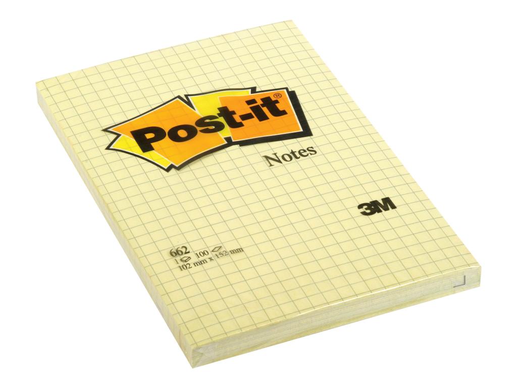 Image 3M Post-it Notes Haftnotizen, 102 x 152 mm, gelb, kariert 100 Blatt-Block