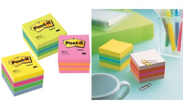Image 3M Post-it Notes Mini Würfel 2051-U, 51 x 51 mm, 400 Blatt sortiert in Ultrafar