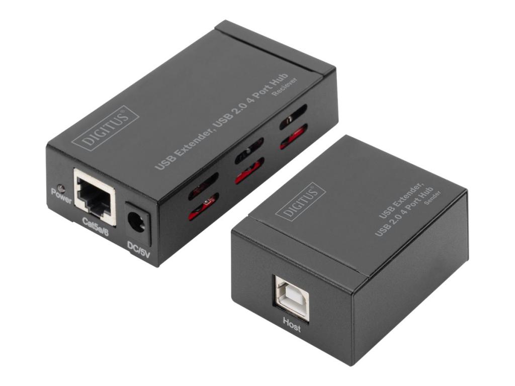 Image DIGITUS USB Extender und 2.0 Hub, 4-Port, 50 m