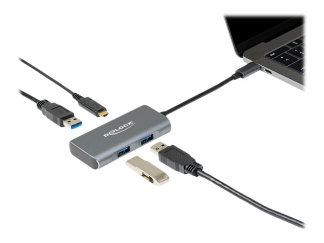 Image Delock USB-Hub 4-fach silber