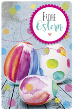 Image SUSY CARD Oster-Grußkarte "Bunte Eier auf Holzbrett