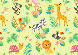 Image SUSY CARD Geschenkpapier "Cute animals grün", auf Rolle