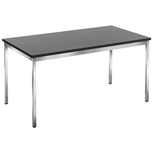 Image SODEMATUB Mehrzwecktisch esche-schwarz rechteckig, Vierkantrohr chrom, 140,0 x 80,0 x 74,0 cm