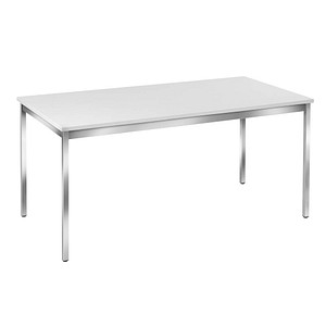 Image SODEMATUB Mehrzwecktisch weiß rechteckig, Vierkantrohr chrom, 160,0 x 80,0 x 74,0 cm