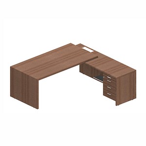 Image Quadrifoglio T45 Schreibtisch nussbaum L-Form Wangen-Gestell nussbaum 200,0 x 194,0 cm