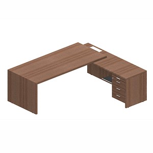 Image Quadrifoglio T45 Schreibtisch nussbaum L-Form Wangen-Gestell nussbaum 220,0 x 194,0 cm