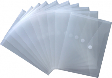 Image Dokumententaschen Sammelmappen Sichttaschen A5 quer transparent natur- Dokumentenmappe mit Klappe und Klettverschluss, NEUTRAL - 10 Stück