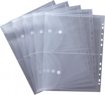 Image 2 Dokumententaschen A5 auf A4 quer transparent klar - Dokumentenmappe zum Abheften mit EURO-Lochung, Abheftrand, Klappe und Klettverschluss - 5 Stück