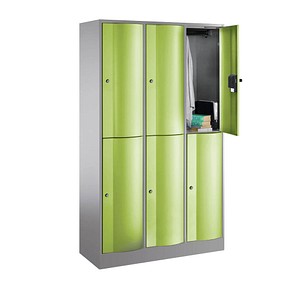 Image CP Schließfachschrank S 5000 Resisto vulkangrau, viridingrün 8270-372, 6 Schließfächer 115,0 x 54,0 x 195,0 cm