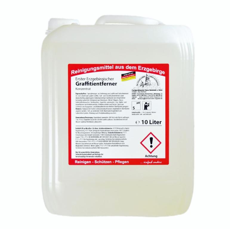 Image Erster Erzgebirgischer Graffiti Entferner | 10 Liter gebrauchsfertig, entfernt Graffiti, Farbe und Filzstift