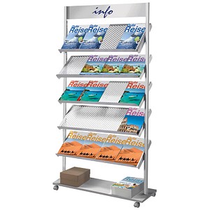 Image kerkmann Prospektregal Rico, für 20 x DIN A4, alusilber