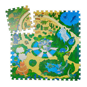 Image relaxdays Puzzlematte Dinosaurier grün/bunt 31,0 x 31,0 cm