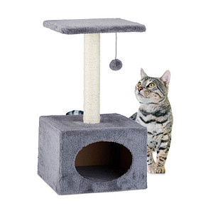 Image relaxdays Kratzbaum mit Katzenspielzeug grau 31,0 x 31,0 x 56,0 cm
