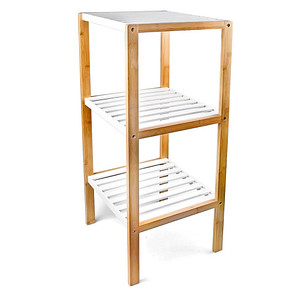 Image relaxdays Badregal braun/weiß 33,0 x 34,0 x 80,0 cm