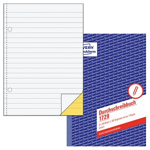 Image ZWECKFORM AVERY Zweckform Formularbuch "Durchschreibebuch", A5 2 x 40 Blatt, 1.