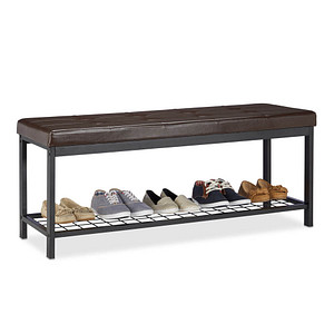 Image relaxdays Schuhbank 10023311_93 schwarz, braun Metall 115,0 cm