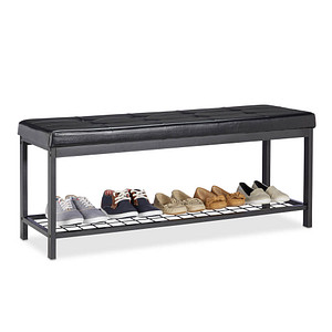 Image relaxdays Schuhbank 10023311_46 schwarz Metall 115,0 cm