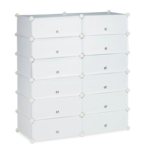 Image relaxdays Schuhschrank weiß 12 Fachböden 94,0 x 37,0 x 108,0 cm