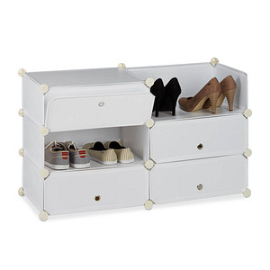 Image relaxdays Schuhschrank weiß 6 Fachböden 49,0 x 37,0 x 107,0 cm