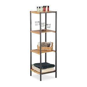 Image relaxdays Beistellregal braun/schwarz 30,0 x 30,0 x 104,0 cm