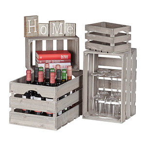 Image relaxdays Shabby Holzkisten-Set grau
