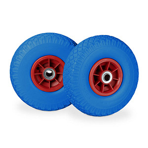 Image relaxdays Sackkarrenräder luftbereift blau, rot Vollgummi Felgen, Achse 2,0 cm
